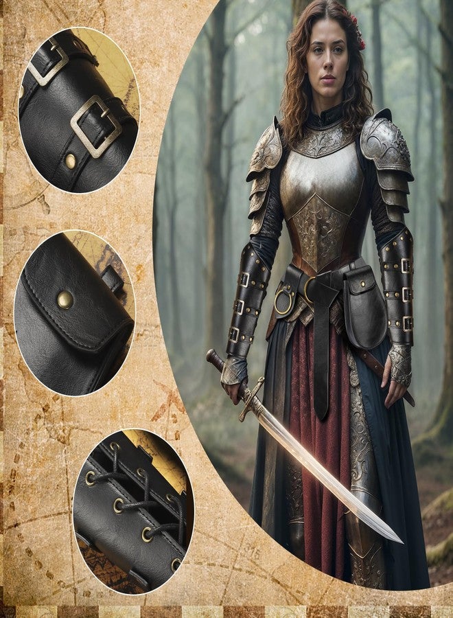 JBKN 5 PCS Renaissance Accessories Ren Faire Viking Belt Medieval Waist Belt Pouch Leather Arm Bracers and Medieval Sword Holder for Renaissance Cosplay - Image 4